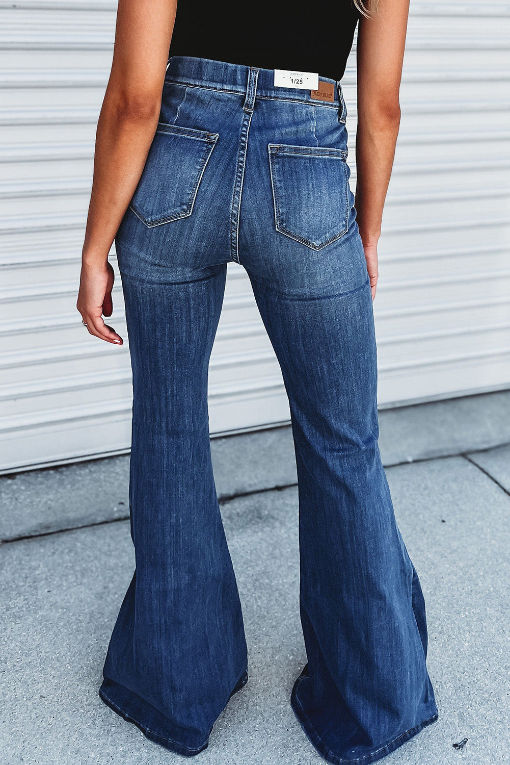 Blue Flared Bottom High Waist Jeans Bottoms JT's Designer Fashion