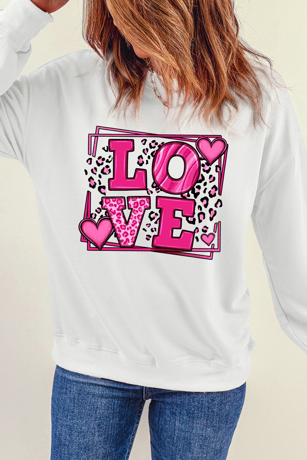 Beige Sweet LOVE Valentines Graphic Sweatshirt Graphic Sweatshirts JT's Designer Fashion