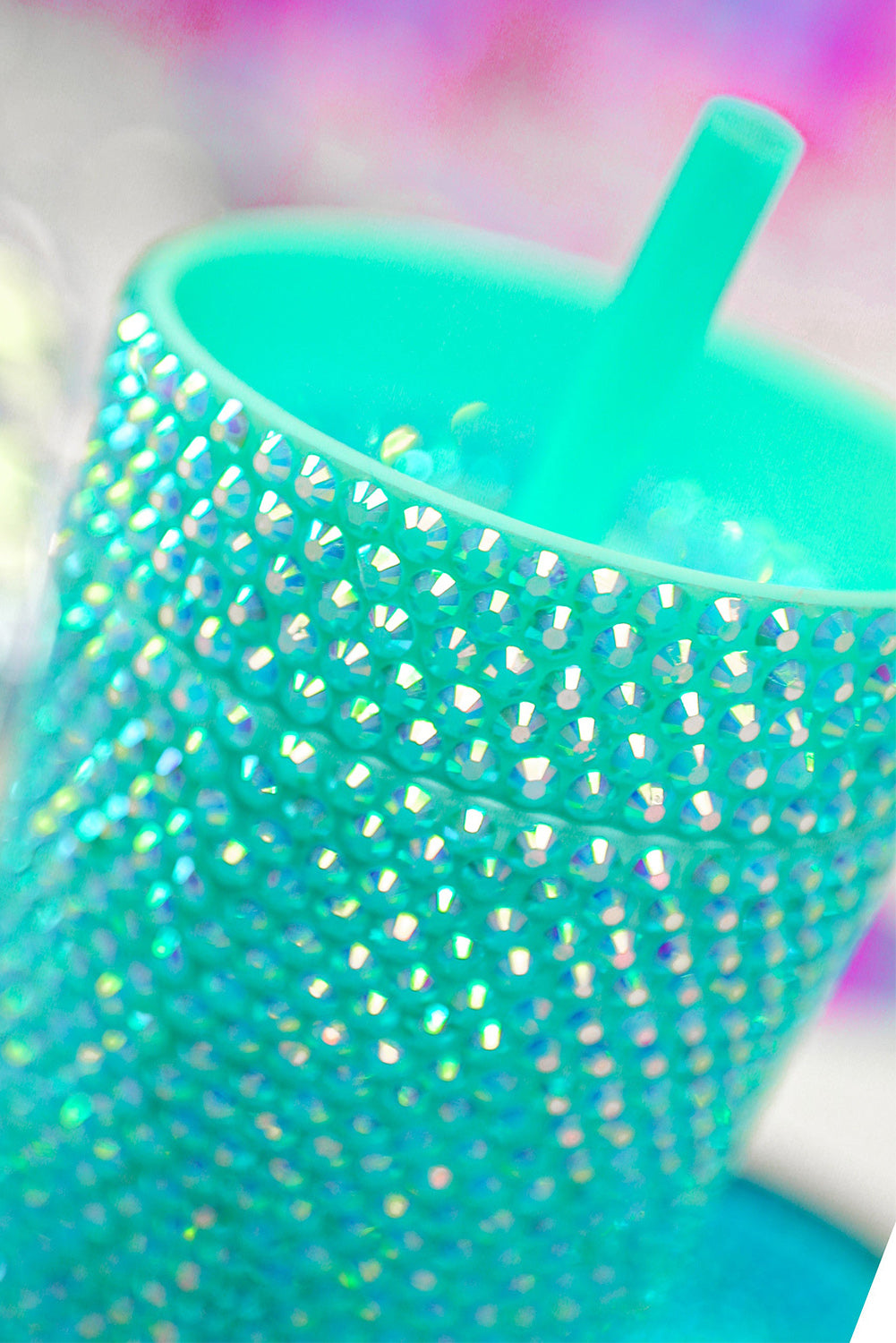 Green Full Rhinestone Straw Cup Tumblers JT's Designer Fashion