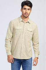 Apricot Men Corduroy Flap Pocket Button Front Shirt Men's Tops JT's Designer Fashion