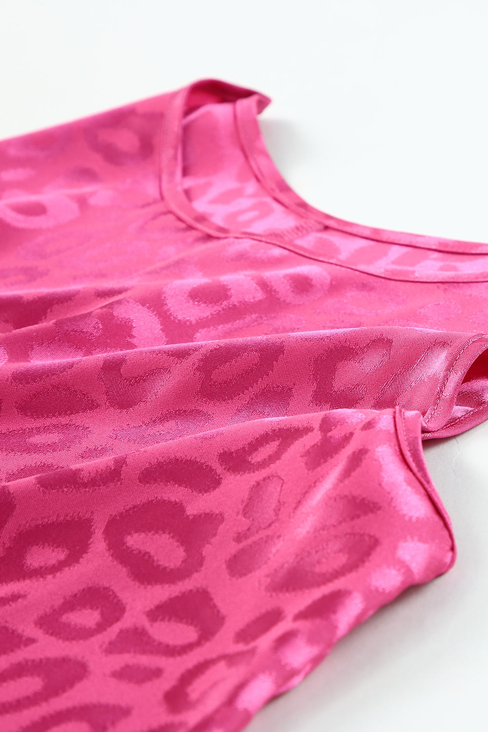 Rose Satin Leopard Tank Top Tank Tops JT's Designer Fashion