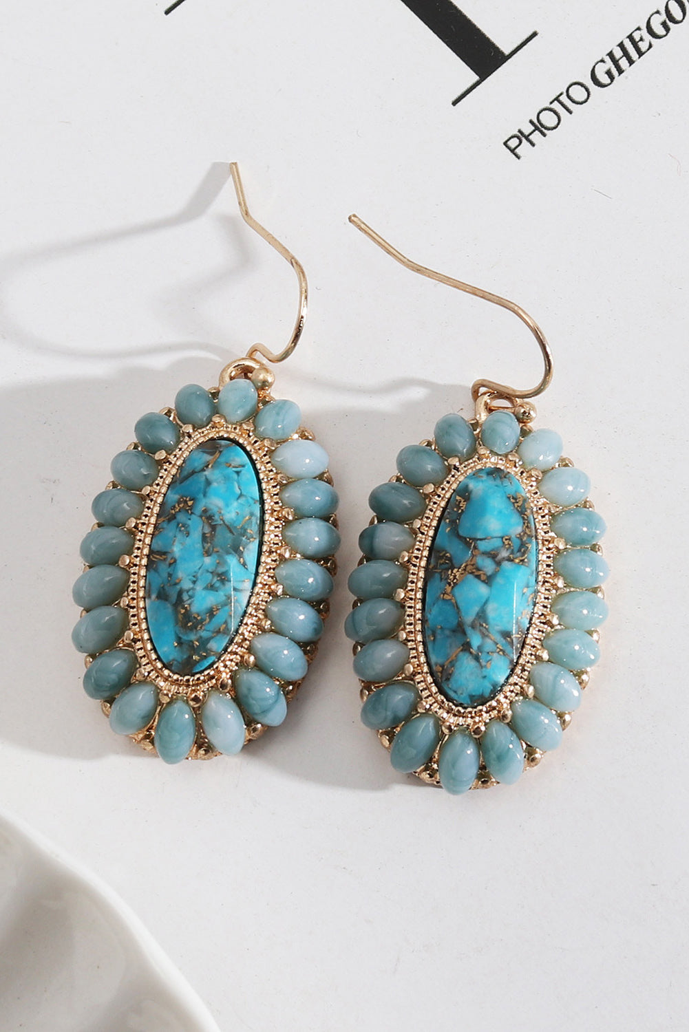 Green Vintage Western Turquoise Oval Earrings Jewelry JT's Designer Fashion