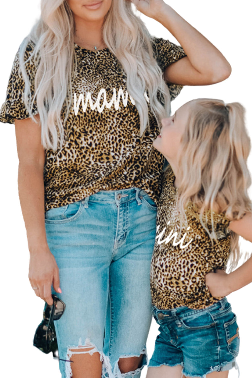 Mother and Me Leopard Mini Ruffled Short Sleeve Girl's T Shirt Family T-shirts JT's Designer Fashion