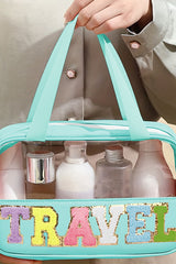 Mint Green TRAVEL Chenille Letter Clear PVC Makeup Bag Other Accessories JT's Designer Fashion