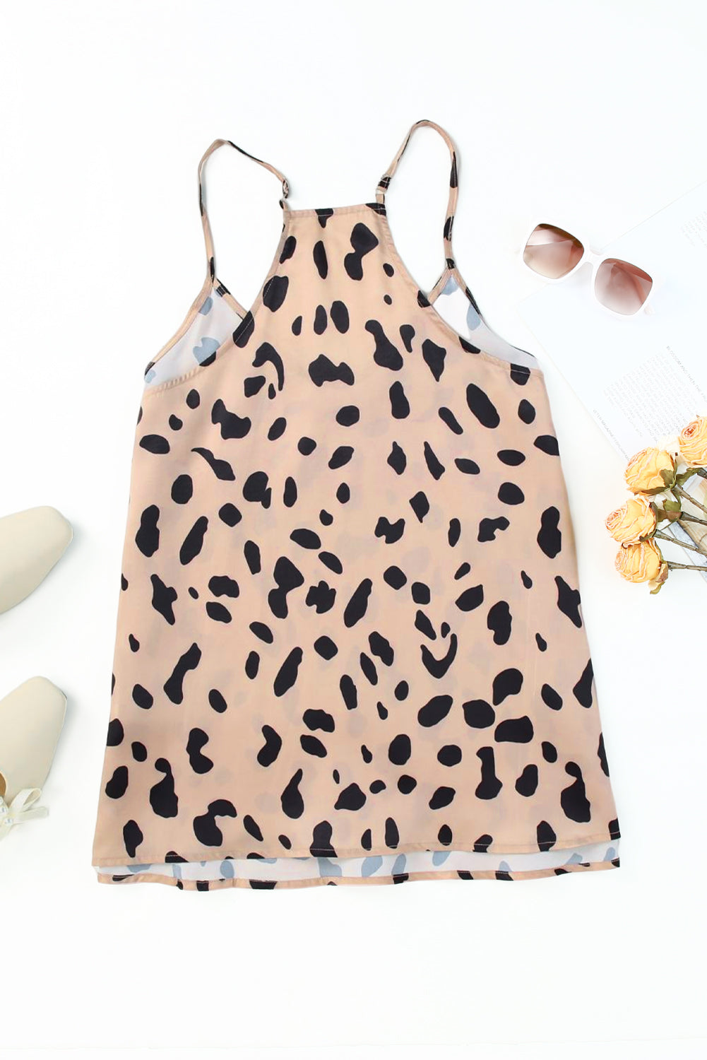 Leopard V Neck Babydoll Tank Top Tank Tops JT's Designer Fashion