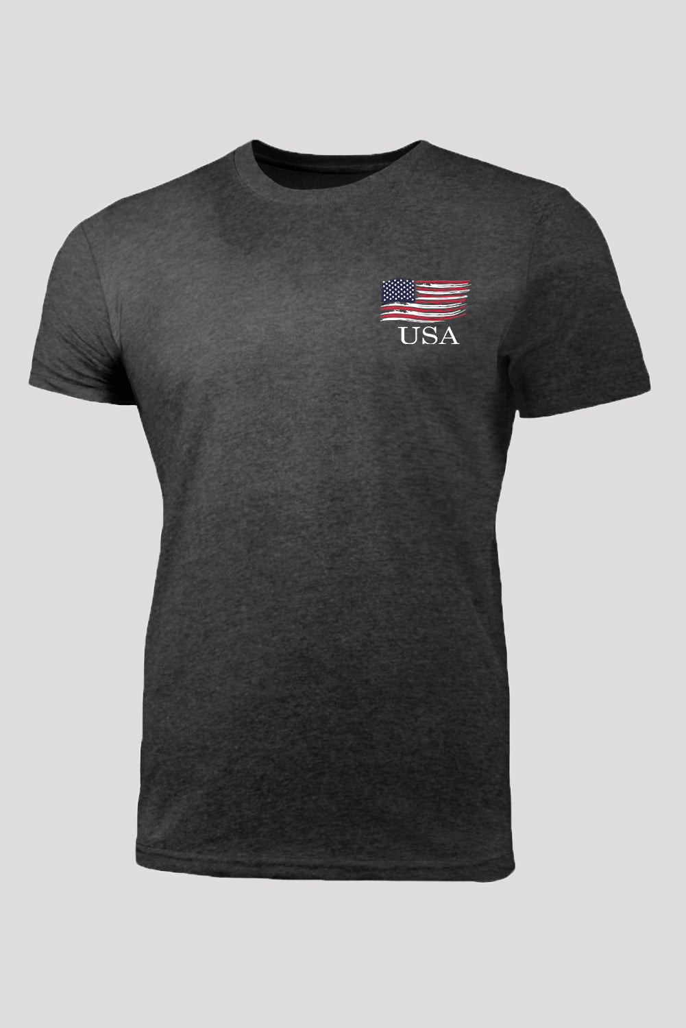 Gray Vintage USA Flag Iconic Graphic Tee for Men Gray 62%Polyester+32%Cotton+6%Elastane Men's Tops JT's Designer Fashion