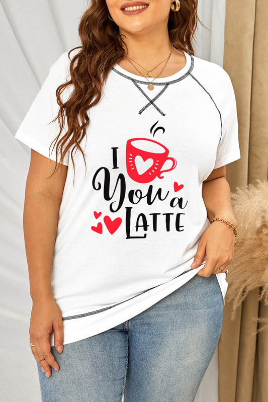 White Letter Graphic Print Short Sleeve Plus Size T-shirt Plus Size Tops JT's Designer Fashion