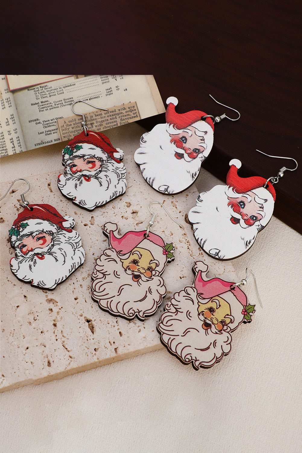 White 3 Pairs Christmas Santa Clause Pendant Hook Earrings Jewelry JT's Designer Fashion