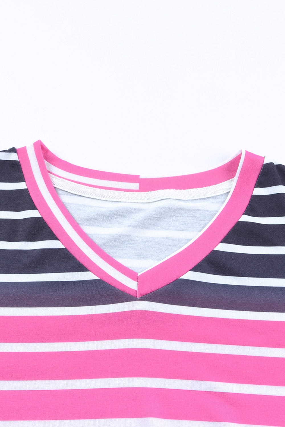 Multicolor Gradient Striped Long Sleeve V-Neck Blouse Long Sleeve Tops JT's Designer Fashion