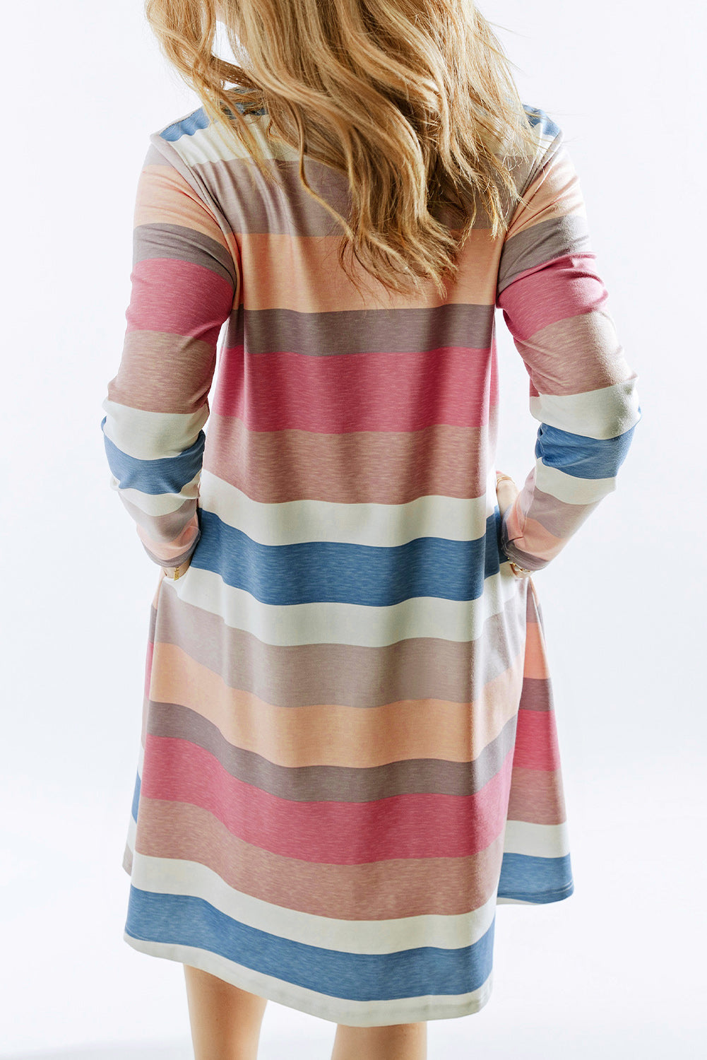 Rainbow Long Sleeve Stripes Mini Dress Mini Dresses JT's Designer Fashion