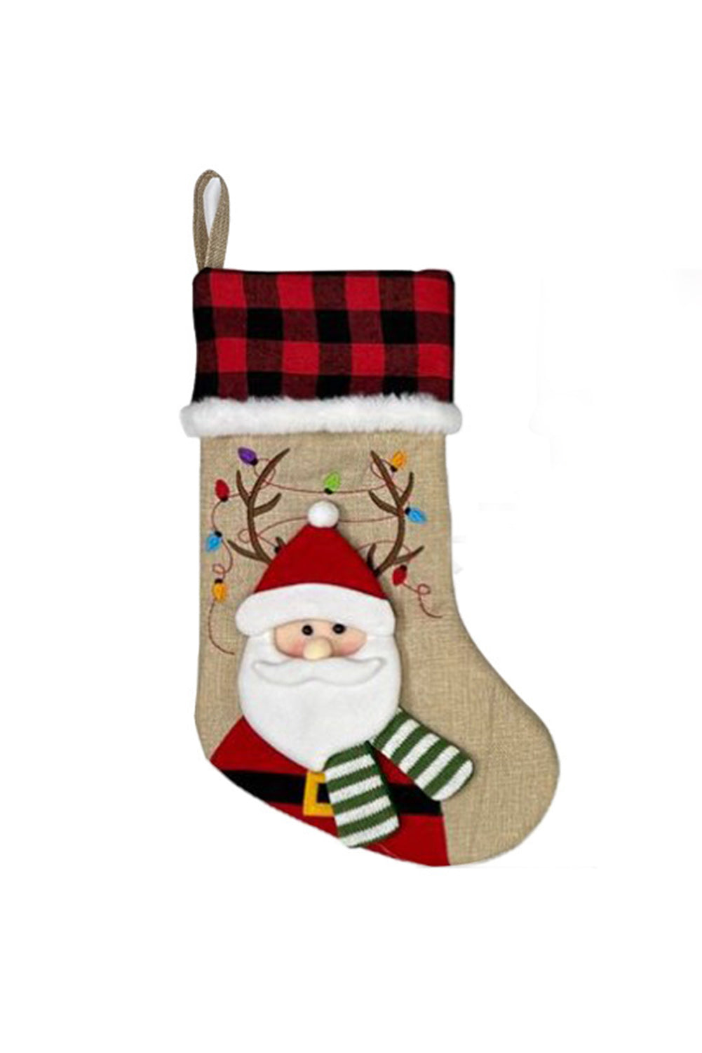 Red Dahlia Christmas Santa Claus Plaid Stocking Home Decor Other Accessories JT's Designer Fashion