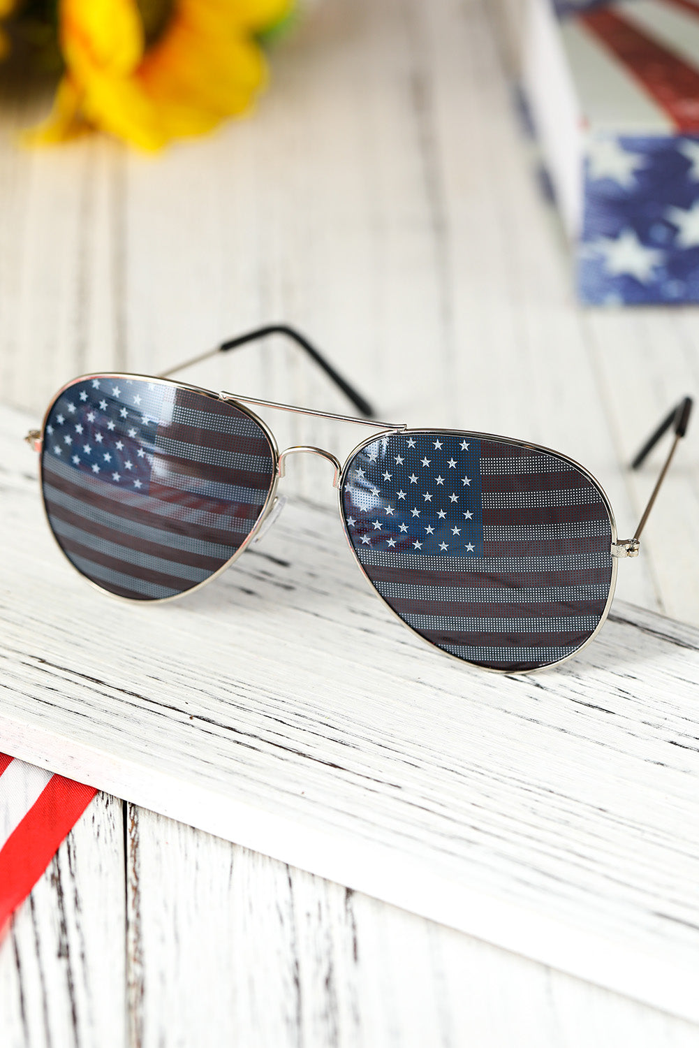 Black American Flag Lens Aviator Sunglasses Other Accessories JT's Designer Fashion