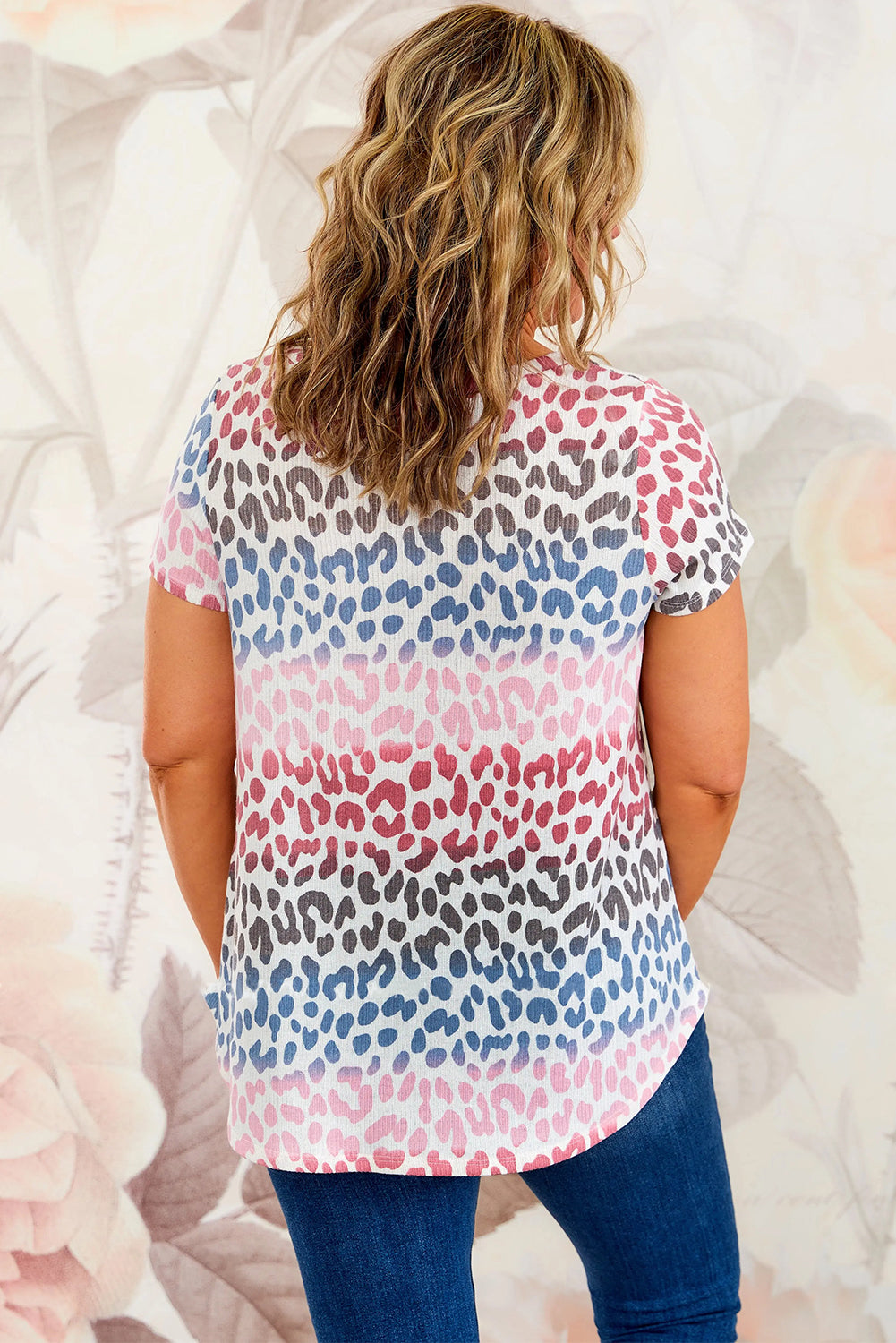 Multicolor Plus Size Gradient Leopard Tee Plus Size Tops JT's Designer Fashion