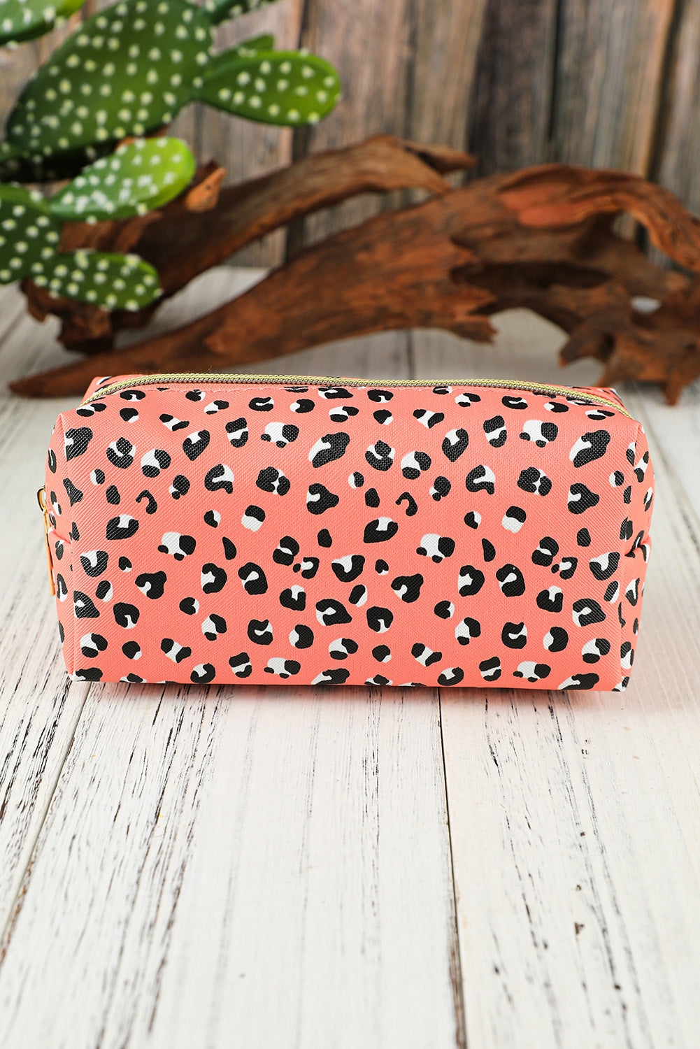 Pink Leopard Print Zipped Cuboid Cosmetic Bag 19*8*9cm Other Accessories JT's Designer Fashion