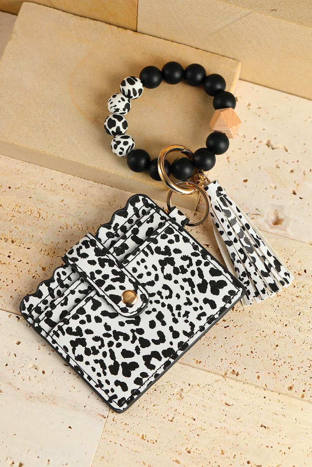 Black Silicone Bead Bracelet Key Buckle Leopard Card Holder Other Accessories JT's Designer Fashion