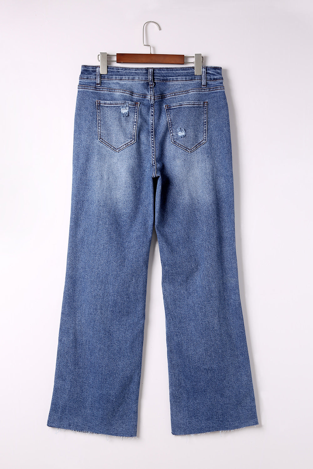 Blue Distressed High Waist Straight Leg Jeans Jeans JT's Designer Fashion