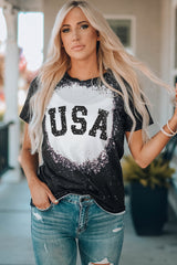 Black Family Matching USA Letter Color Block Short Sleeve T Shirt Family T-shirts JT's Designer Fashion