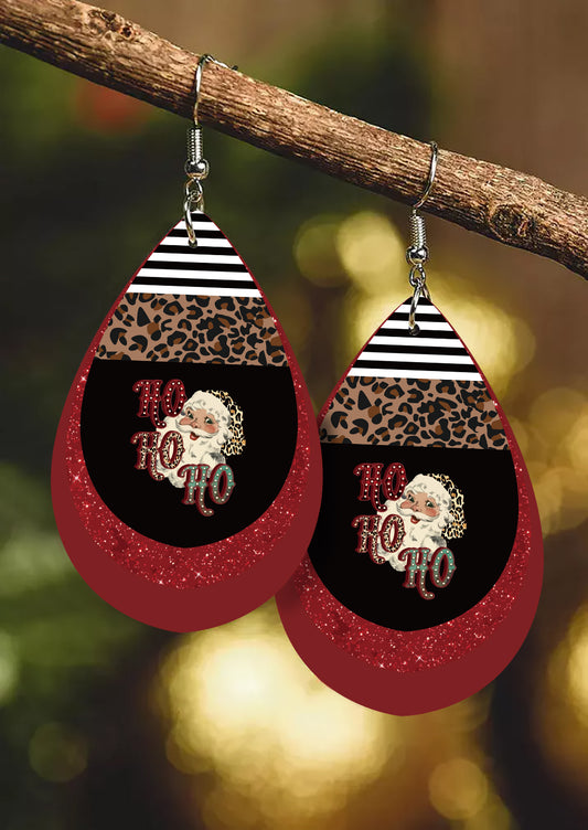 Red Christmas Santa Claus Stripe Plaid Print Drop Earrings Jewelry JT's Designer Fashion