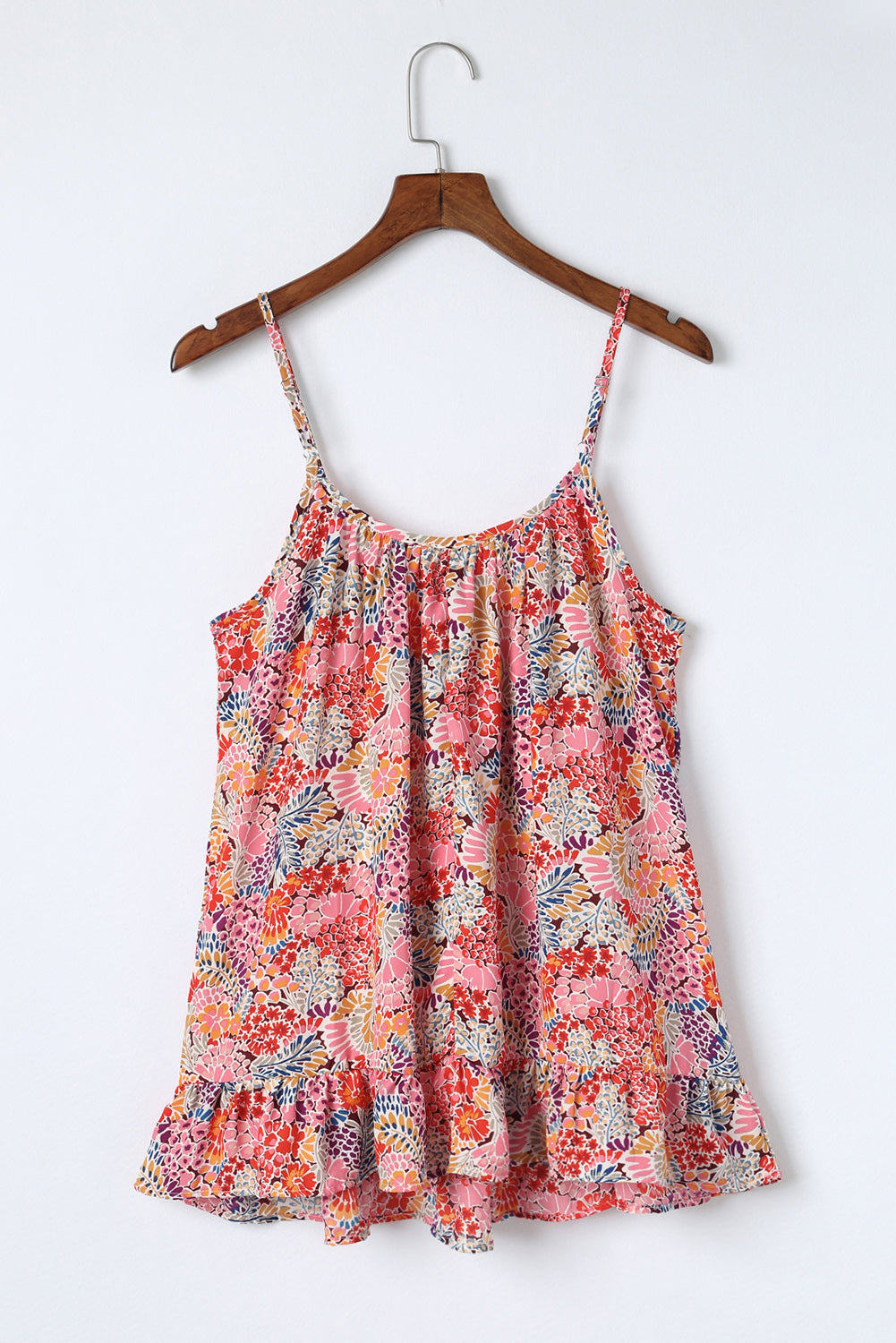 Multicolor Spaghetti Straps Floral Print Sleeveless Top Tank Tops JT's Designer Fashion