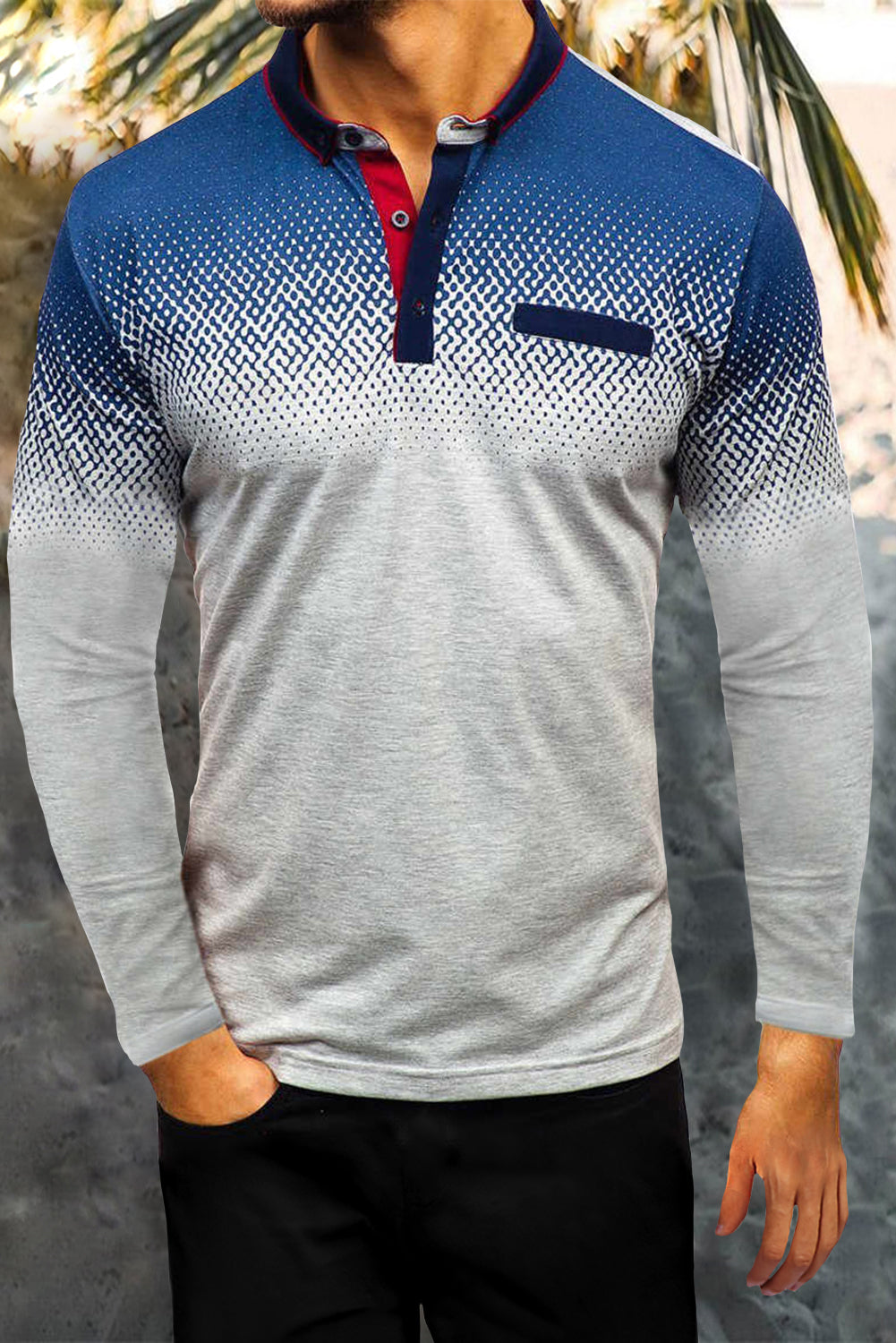 Gray Gradient Men's Polo Shirt Gray 100%Acrylic Men's Tops JT's Designer Fashion