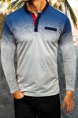 Gray Gradient Men's Polo Shirt Gray 100%Acrylic Men's Tops JT's Designer Fashion
