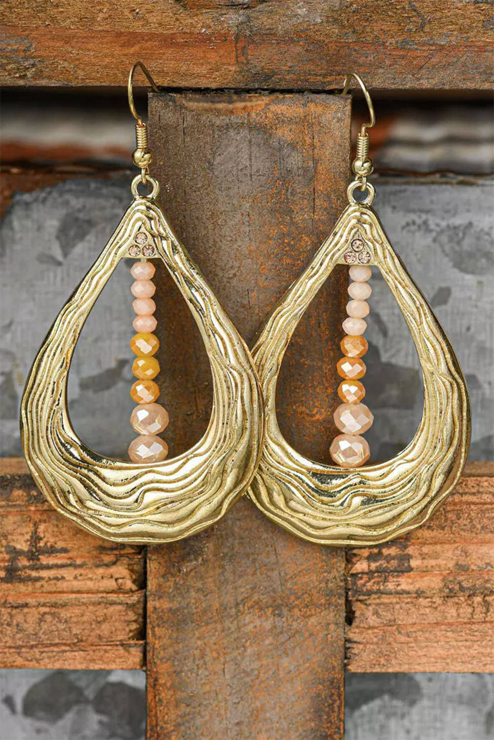 Gold Beaded Water Drop Hook Earrings Jewelry JT's Designer Fashion