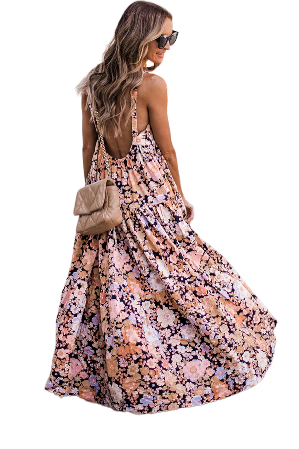 Multicolor Floral Print Scoop Back Maxi Sundress Maxi Dresses JT's Designer Fashion