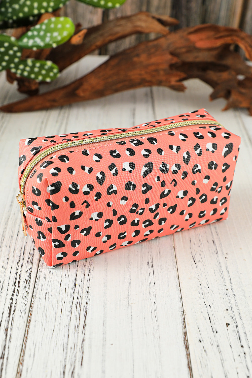 Pink Leopard Print Zipped Cuboid Cosmetic Bag 19*8*9cm Other Accessories JT's Designer Fashion