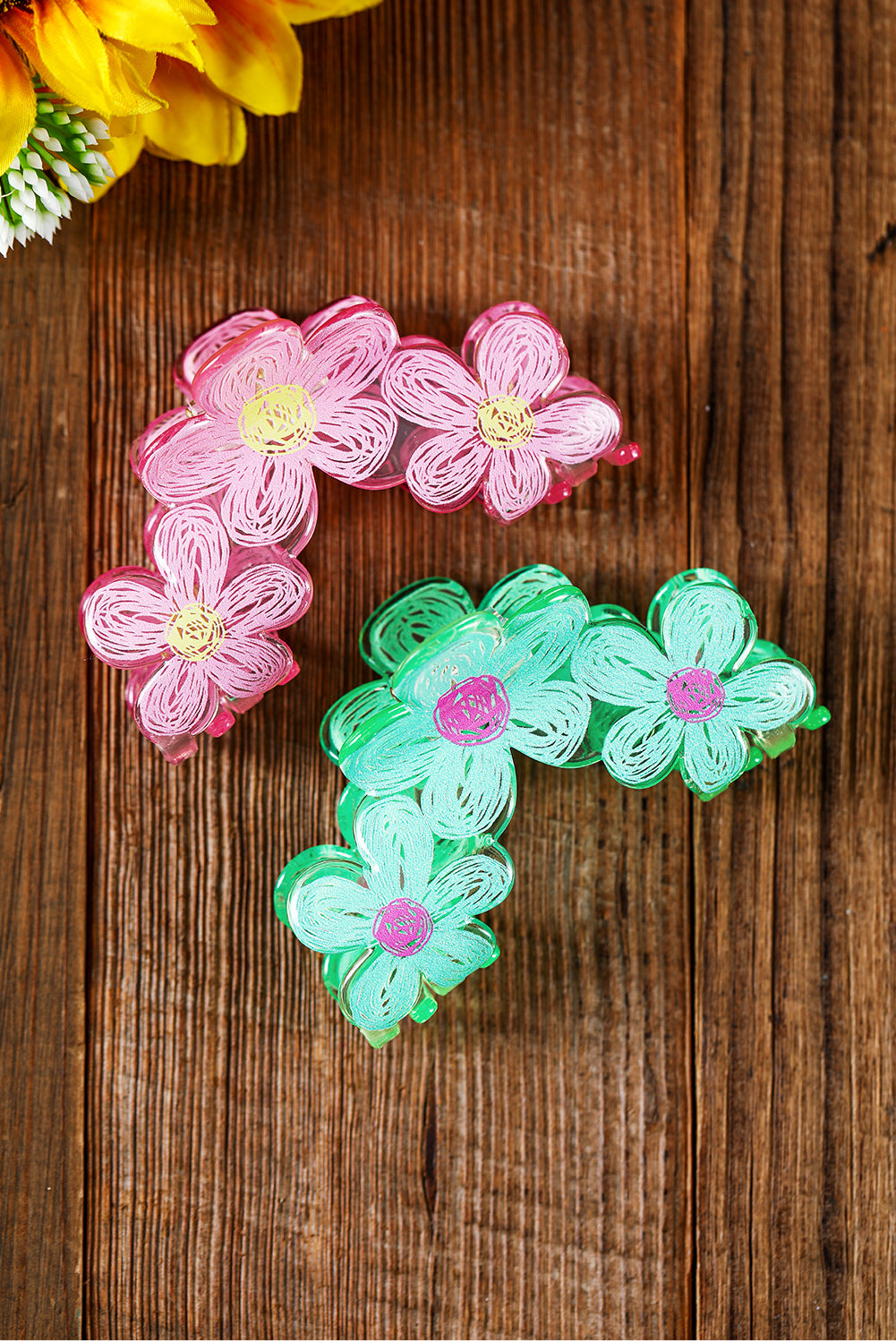 Pink Sweet Flower Claw Hairpin Headwear JT's Designer Fashion