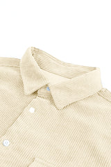 Apricot Men Corduroy Flap Pocket Button Front Shirt Men's Tops JT's Designer Fashion