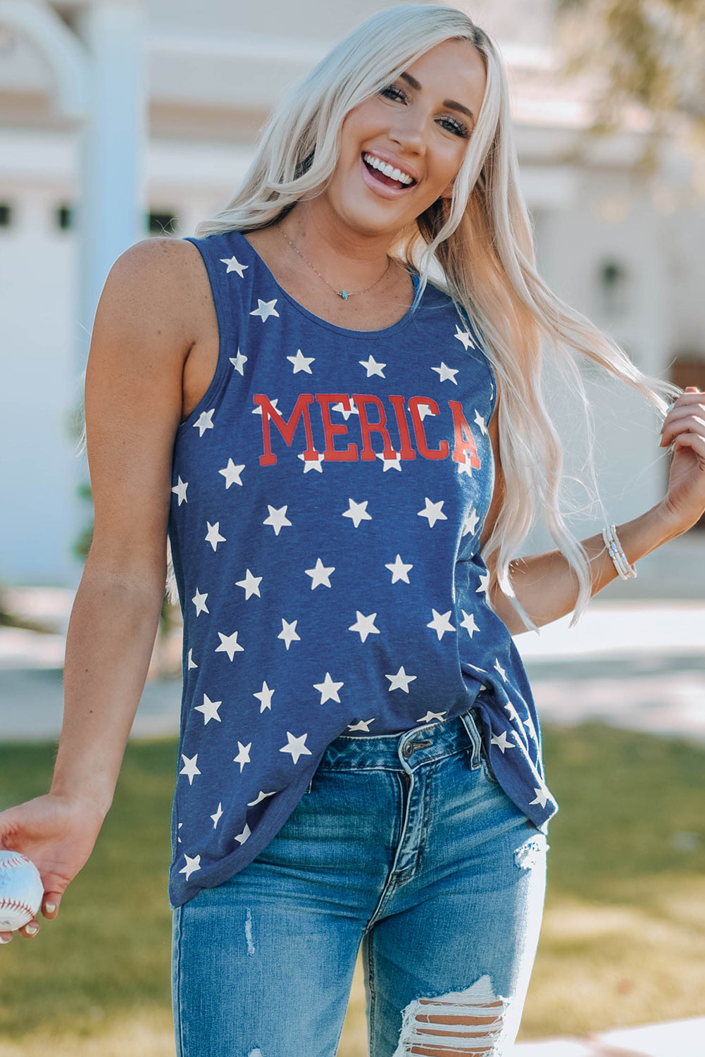 Star American Printed Tank Tank Tops JT's Designer Fashion