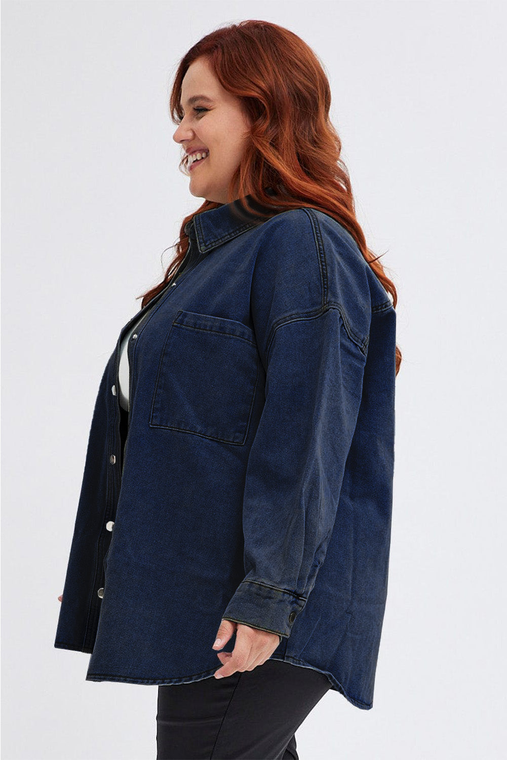 Blue denim-denim-shirt-long-sleeve-relaxed-fit-cwc Plus Size JT's Designer Fashion