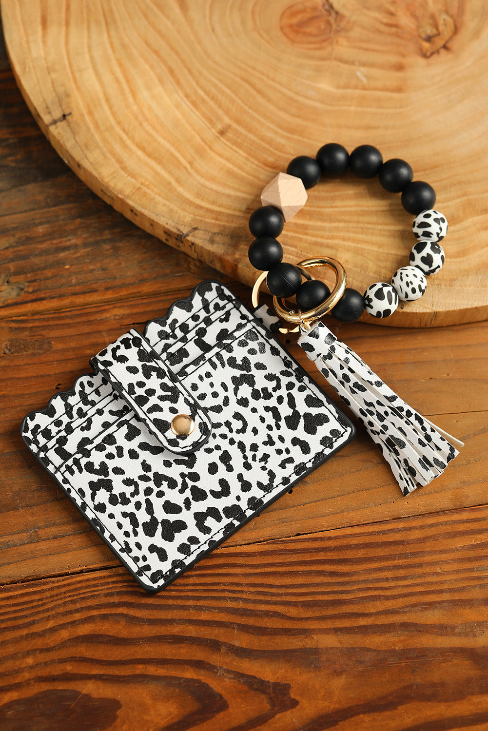 Black Silicone Bead Bracelet Key Buckle Leopard Card Holder Other Accessories JT's Designer Fashion