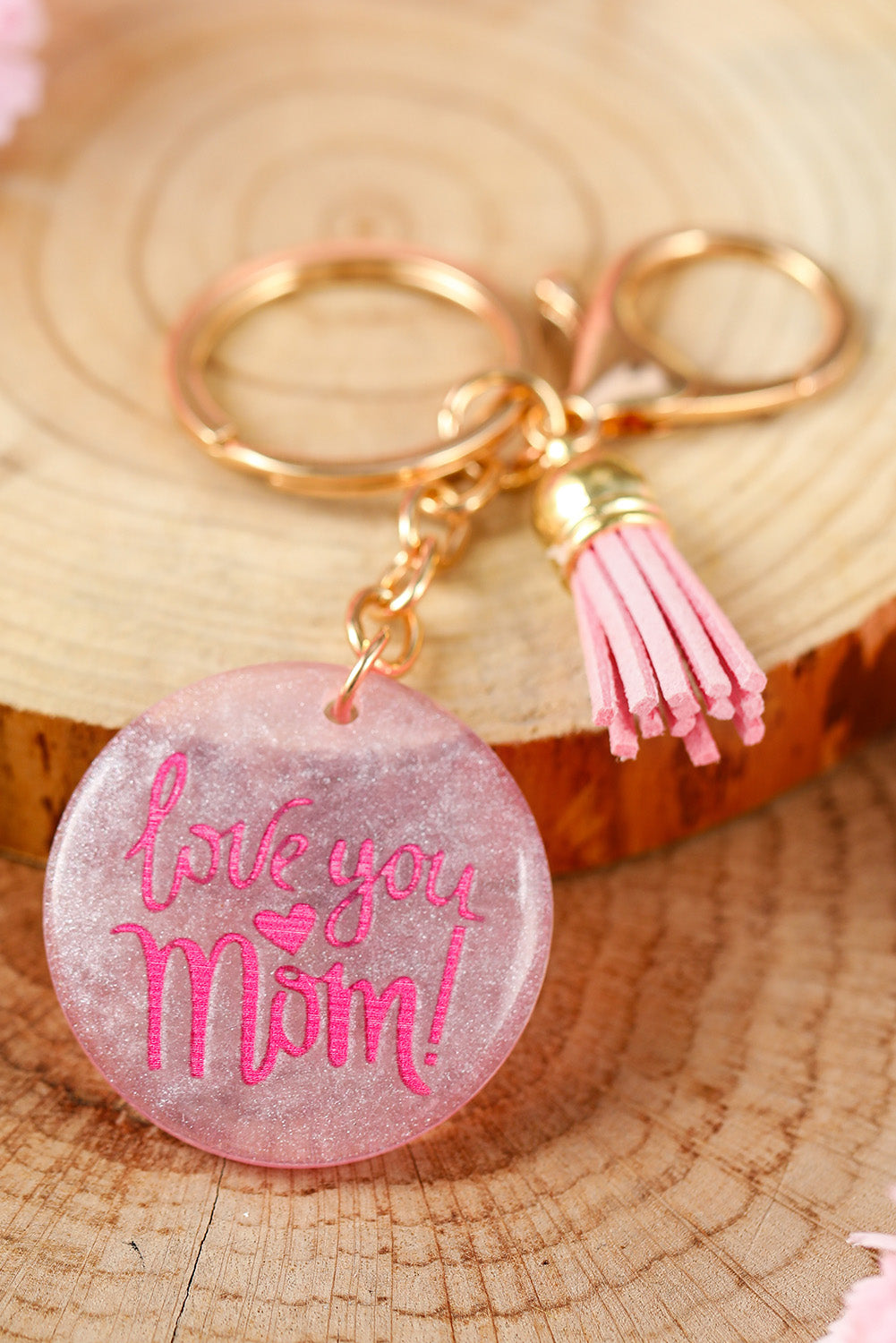 Pink Mom Crystal Charm Tassel Keychain Other Accessories JT's Designer Fashion