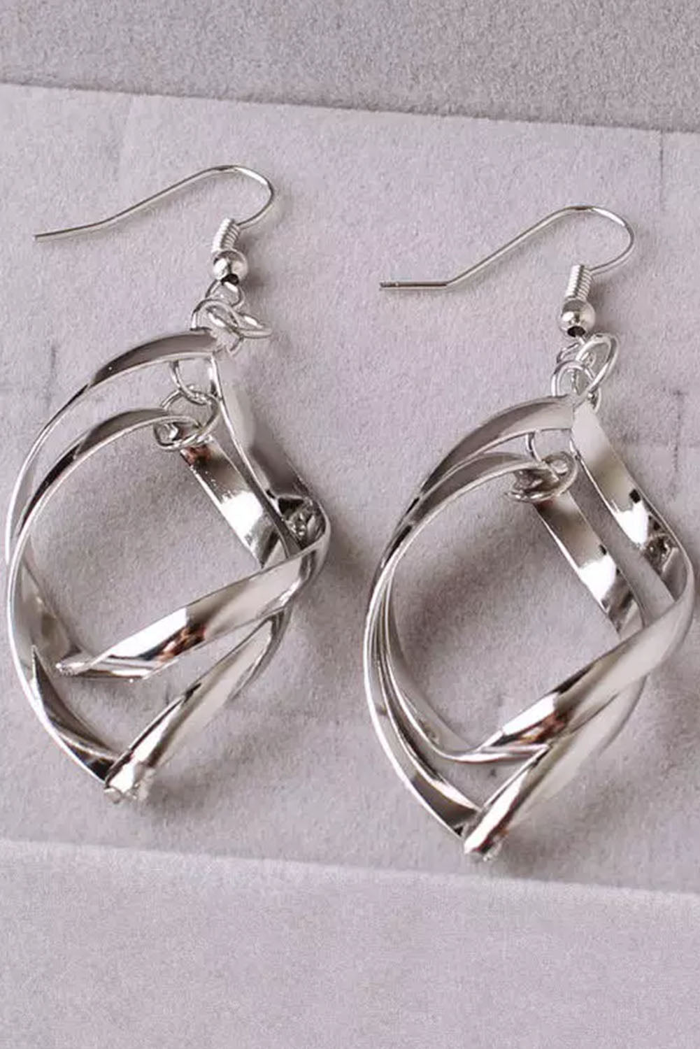 Silver Double Spirals Rhombus Alloy Earrings Jewelry JT's Designer Fashion