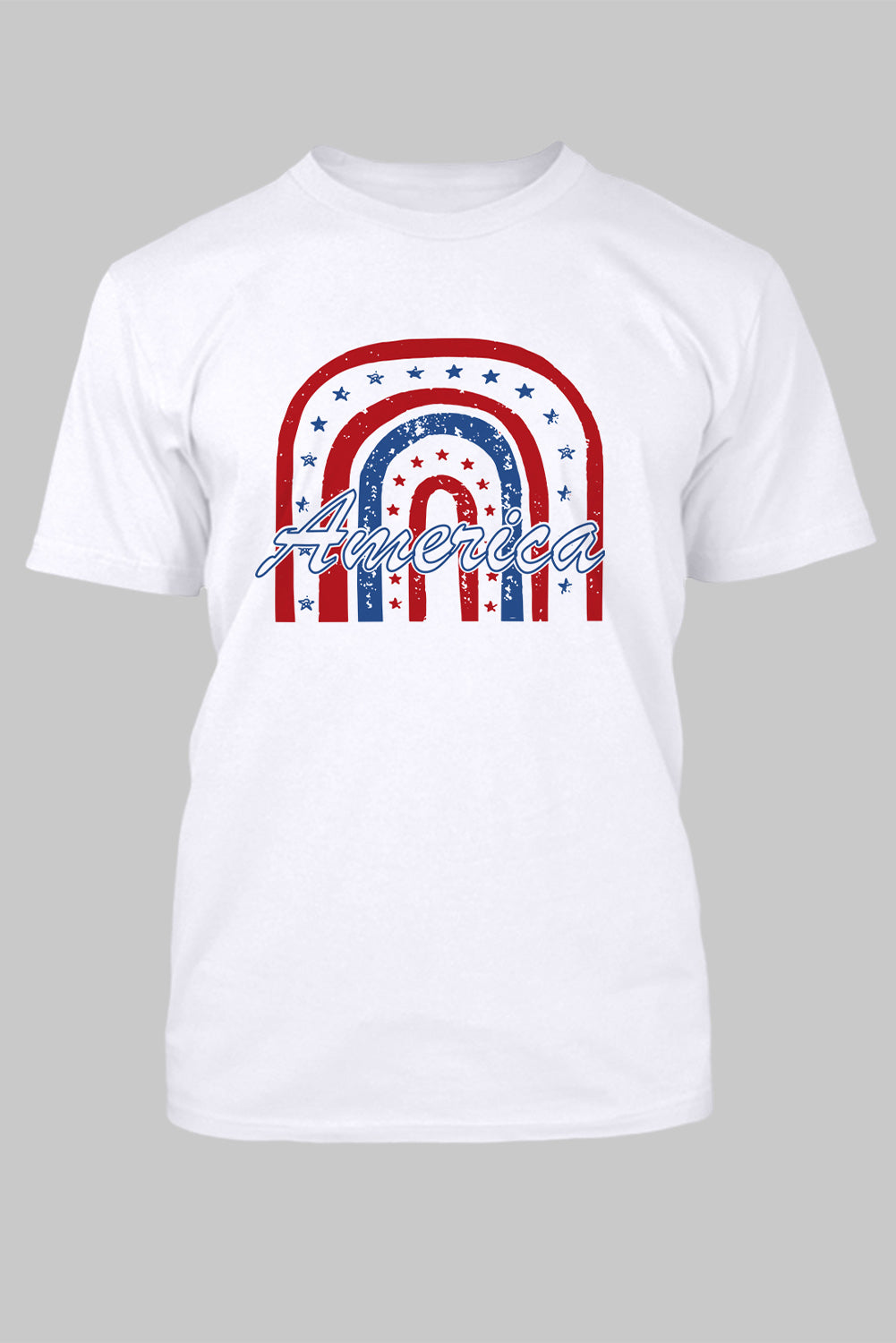 White America Hooray Patriotic Graphic Print Tee White 62%Polyester+32%Cotton+6%Elastane Men's Tops JT's Designer Fashion