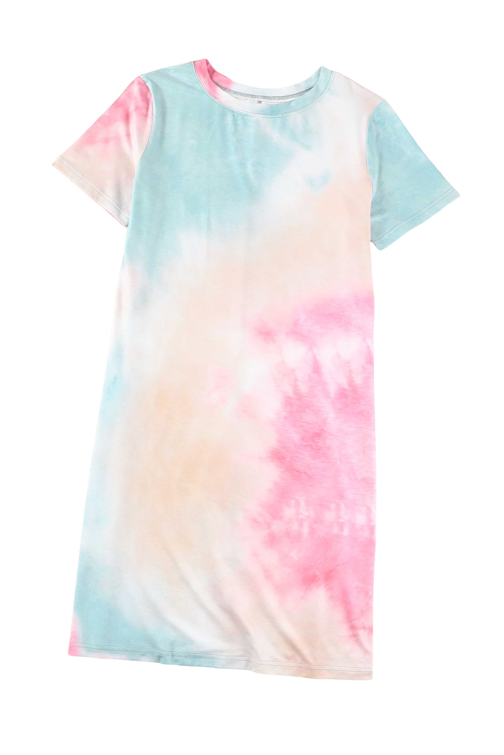 Multicolor Tie Dye Oversized Slit Tee Dress T Shirt Dresses JT's Designer Fashion