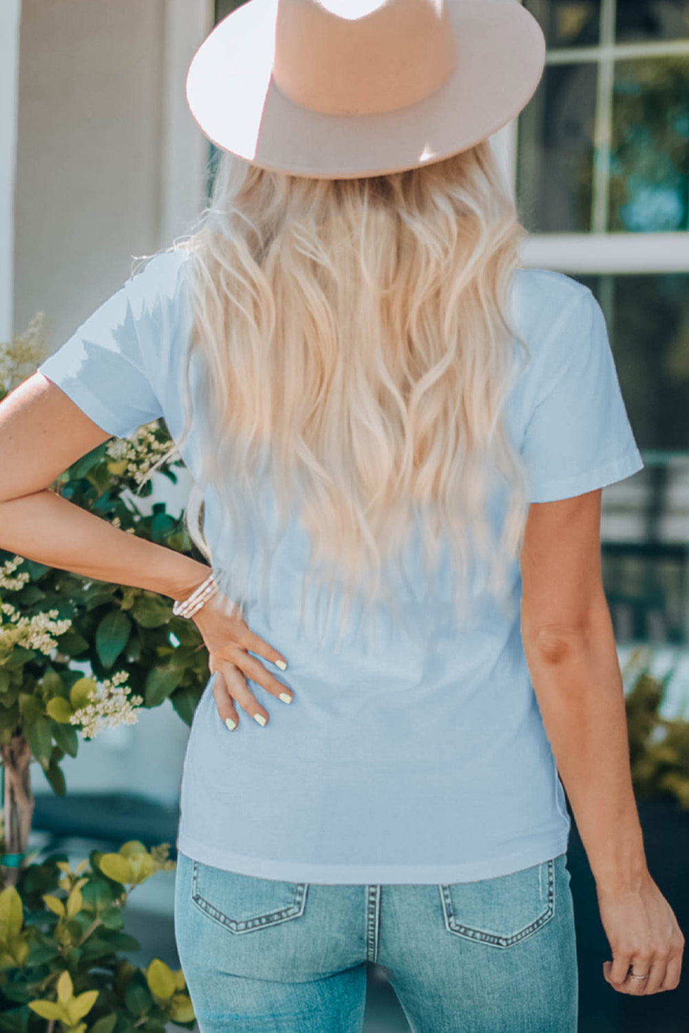 Sky Blue Family Matching American Flag Flower Heart Print Graphic Tee Family T-shirts JT's Designer Fashion