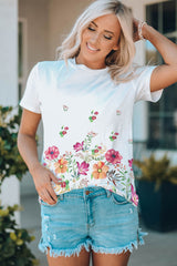 White Family Matching Adult Flower Printed Crew Neck T Shirt Family T-shirts JT's Designer Fashion