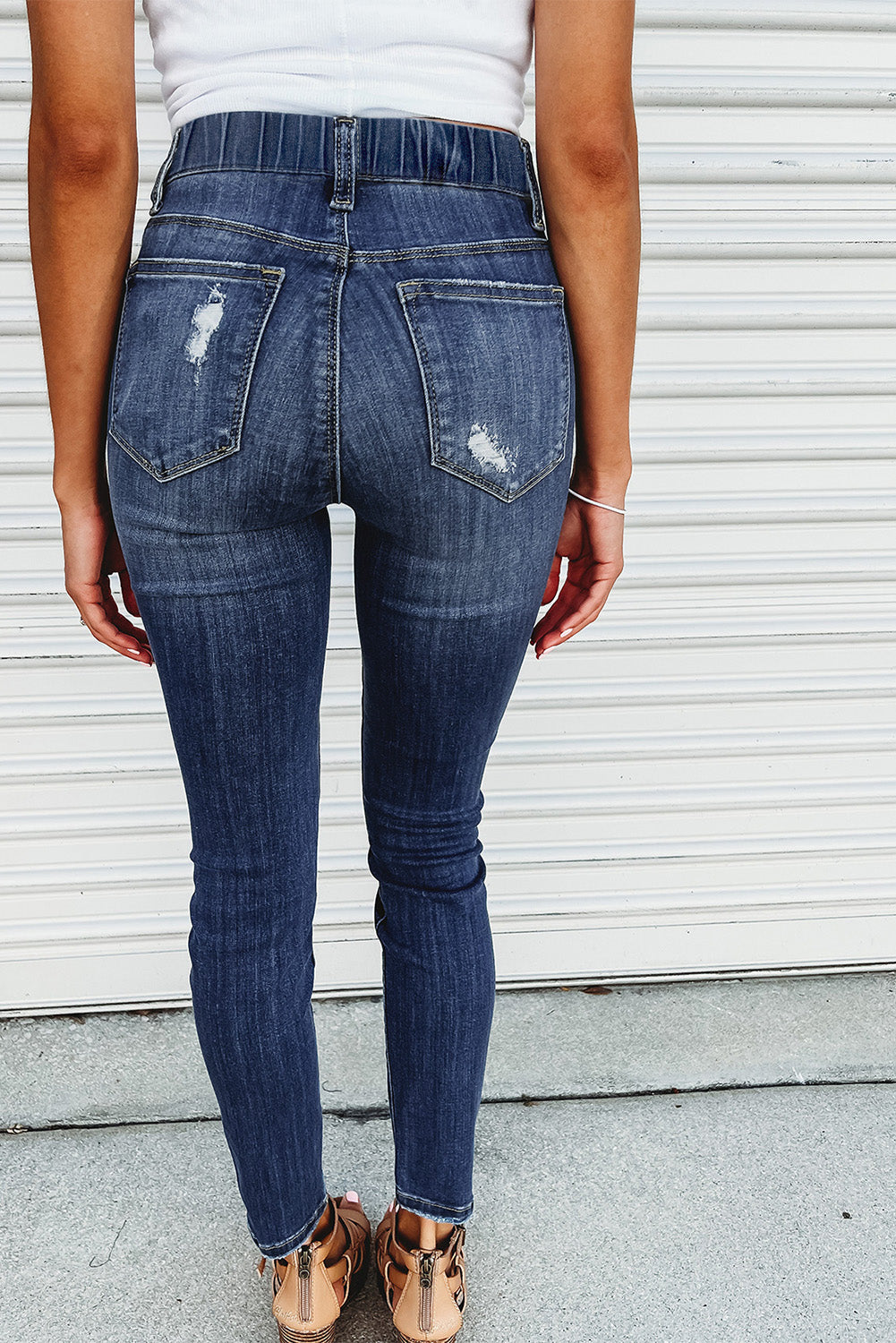 Blue Distressed High Waist Skinny Jeans Jeans JT's Designer Fashion