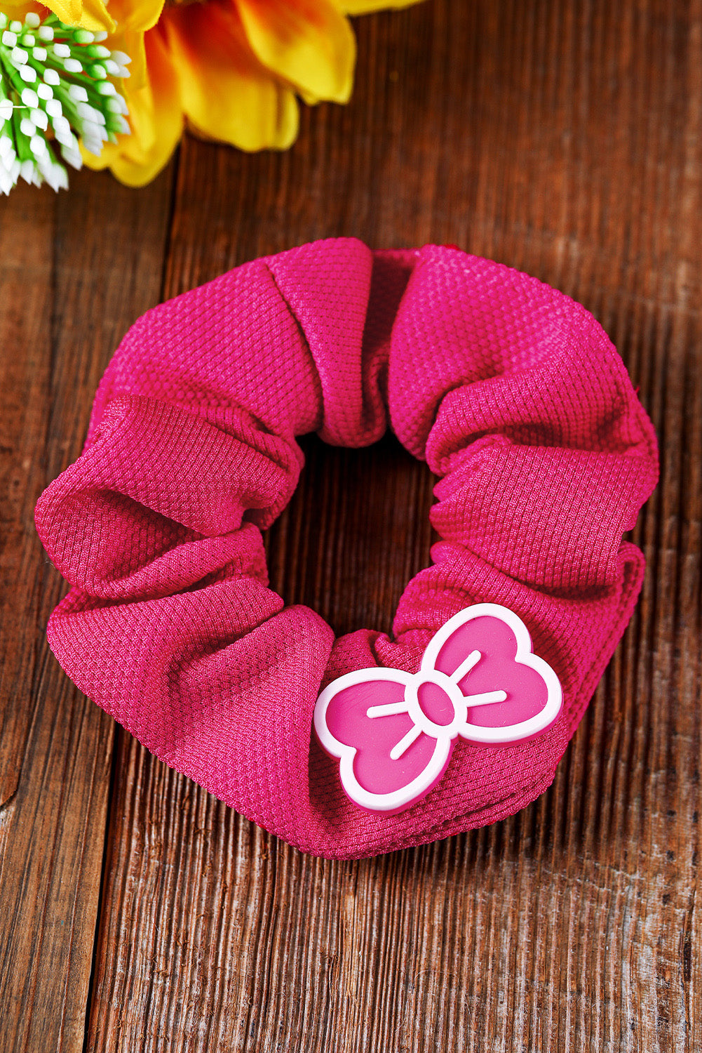 Rose Red Bow Decor Cloth Scrunchie Headwear JT's Designer Fashion