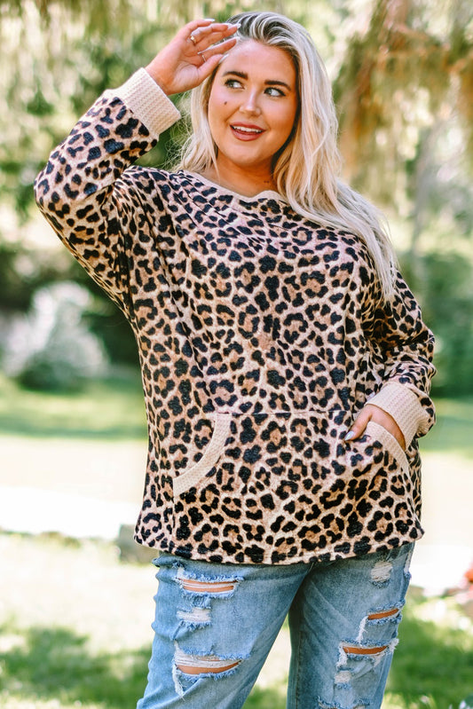 Leopard Plus Size Leopard Pullover Top with Pocket Plus Size Tops JT's Designer Fashion