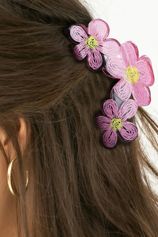 Pink Sweet Flower Claw Hairpin Headwear JT's Designer Fashion