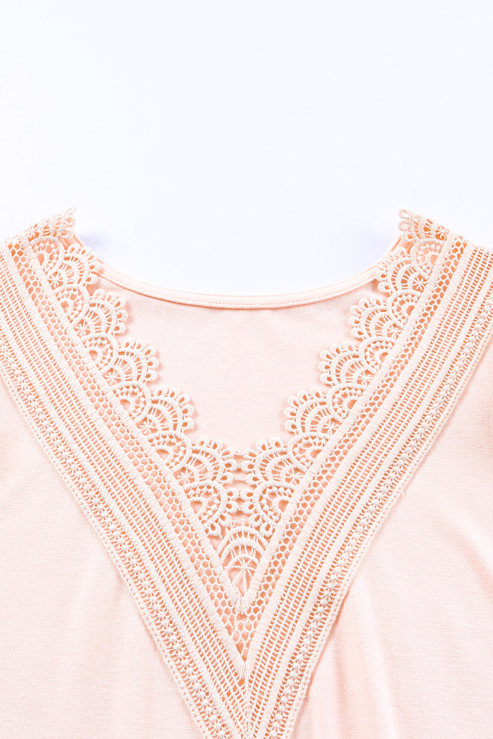 Pink Contrast Lace Scalloped Neck Petal Sleeves Top Tank Tops JT's Designer Fashion