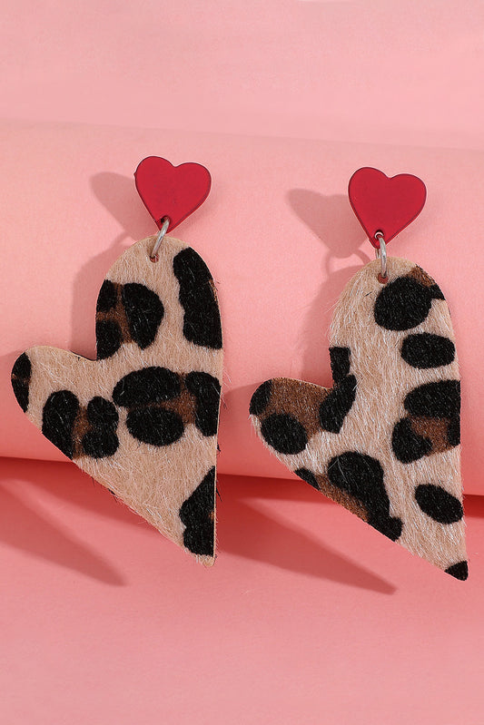 Leopard Red Heart Stud Drop Earrings Jewelry JT's Designer Fashion