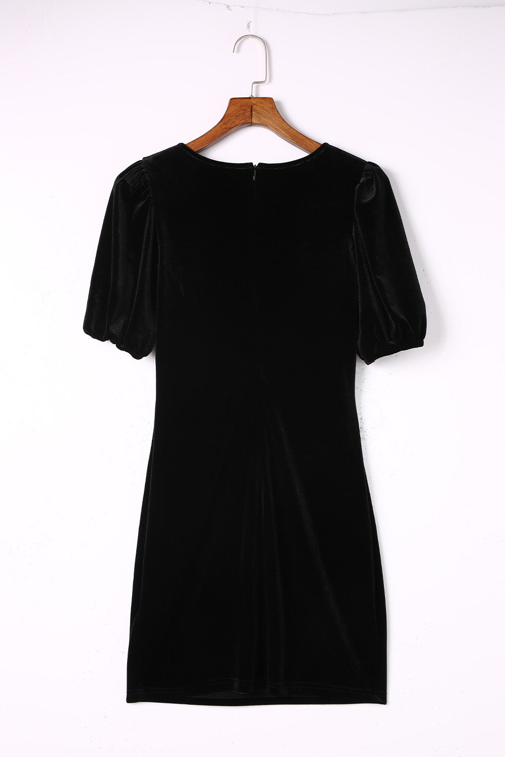 Black Round Neck Bubble Short Sleeve Dress Mini Dresses JT's Designer Fashion