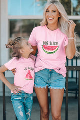 Pink Family Matching Big Slice Watermelon Crewneck Graphic Tee Family T-shirts JT's Designer Fashion