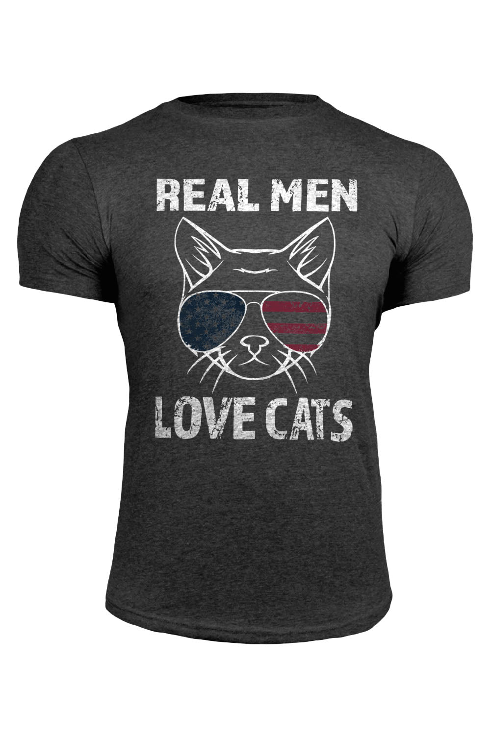 Gray Real Men Love Cats Graphic Short Sleeve Tee Men's Tops JT's Designer Fashion