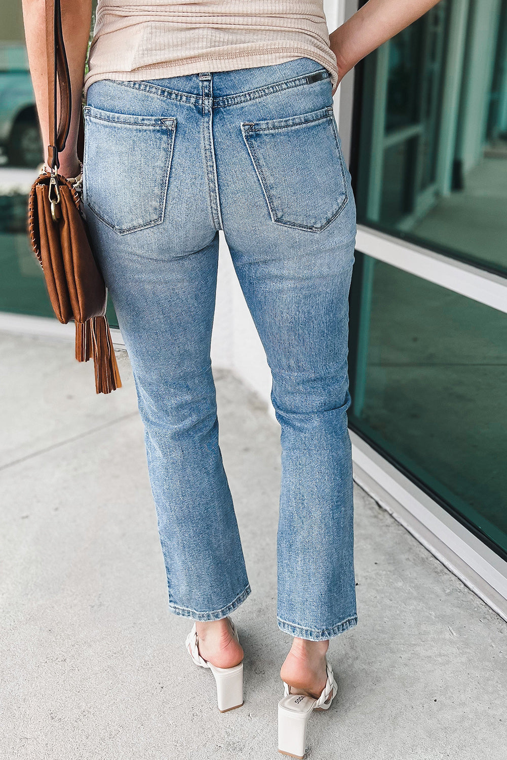 Blue Distressed High Waist Straight Leg Jeans Jeans JT's Designer Fashion