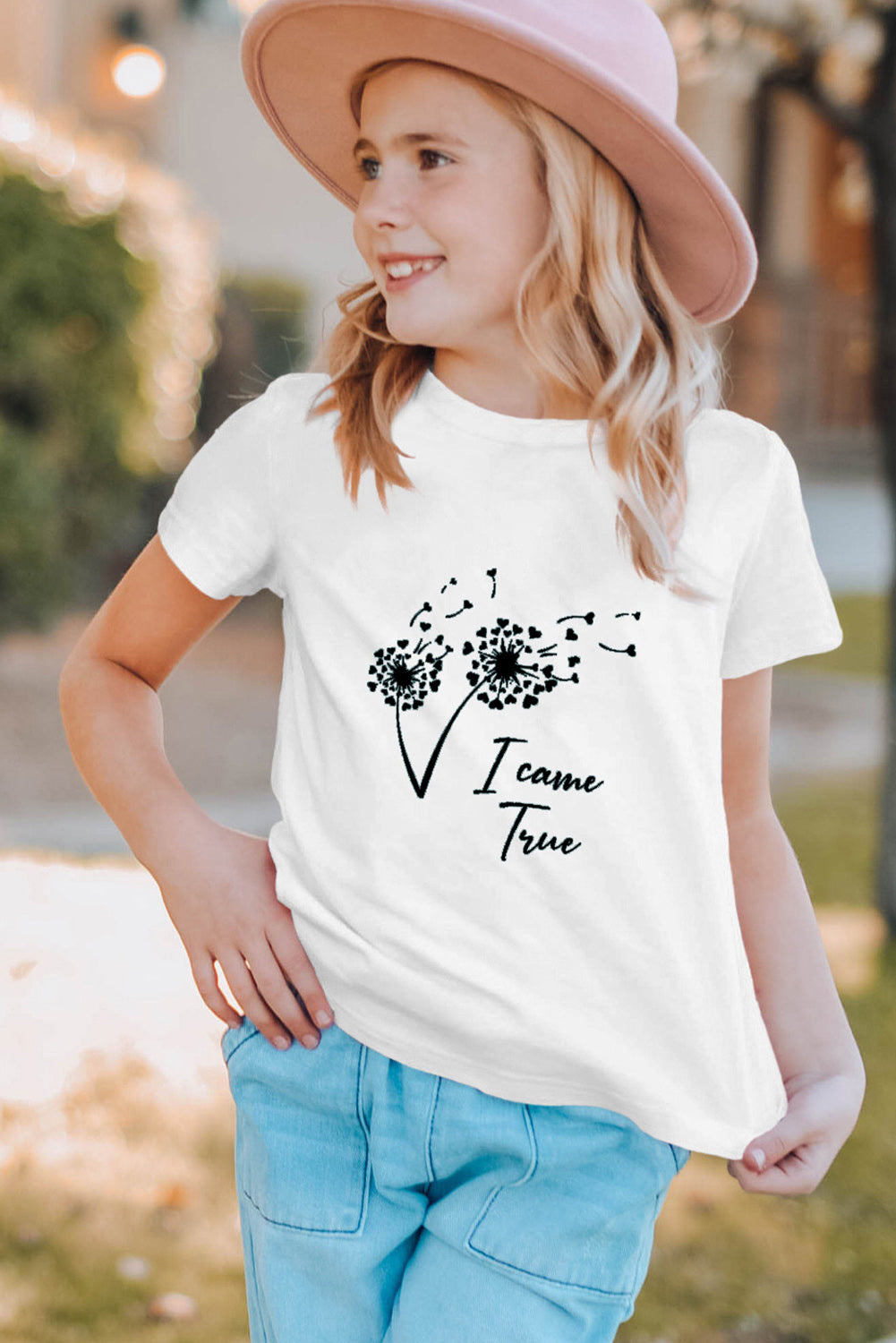 White I Made a Wish on Flying Danedlion Kids Graphic Tee Family T-shirts JT's Designer Fashion